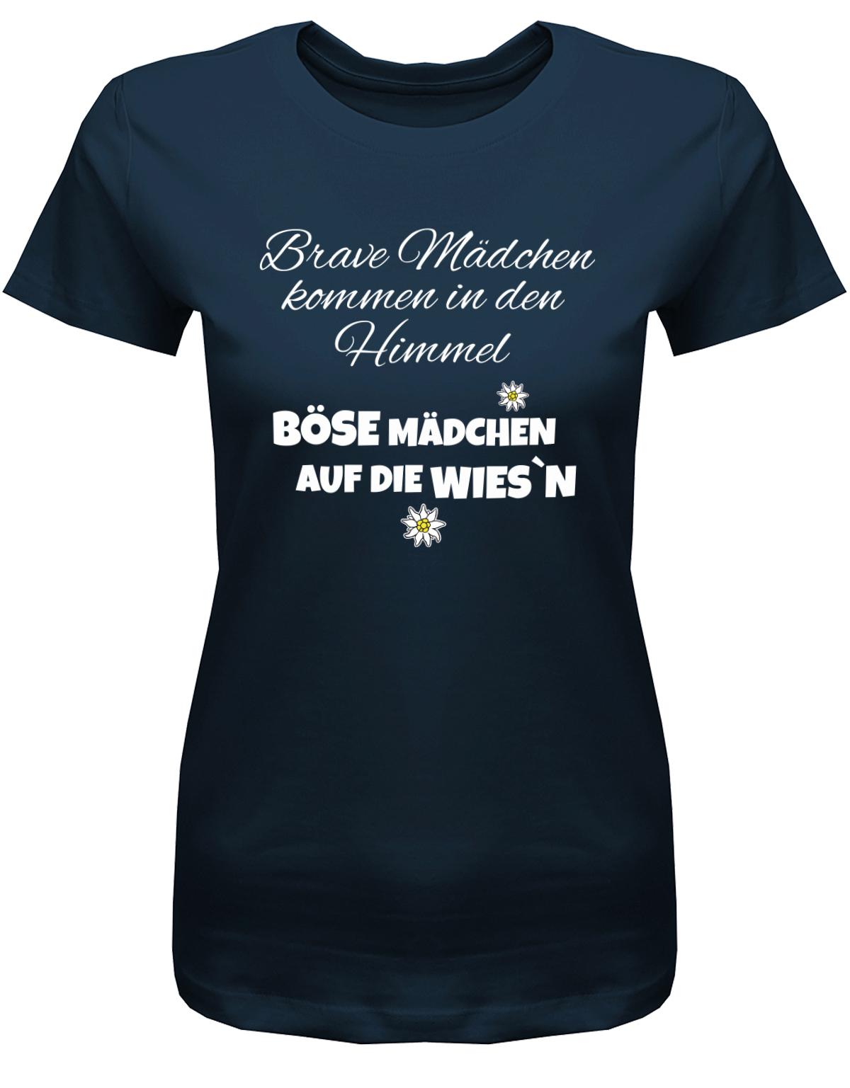 Brave-M-dchen-kommen-in-den-Himmel-Oktoberfest-Shirt-Damen-Navy