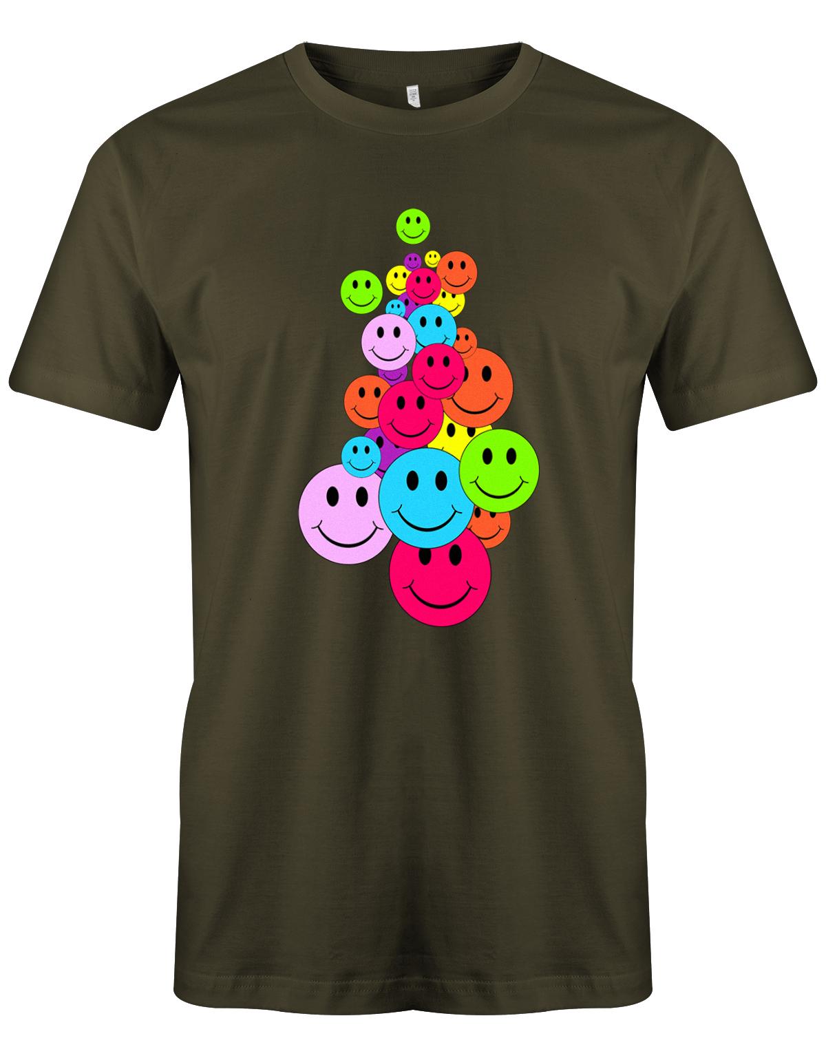 Bunter-Smiley-Haufen-Herren-Shirt-Army