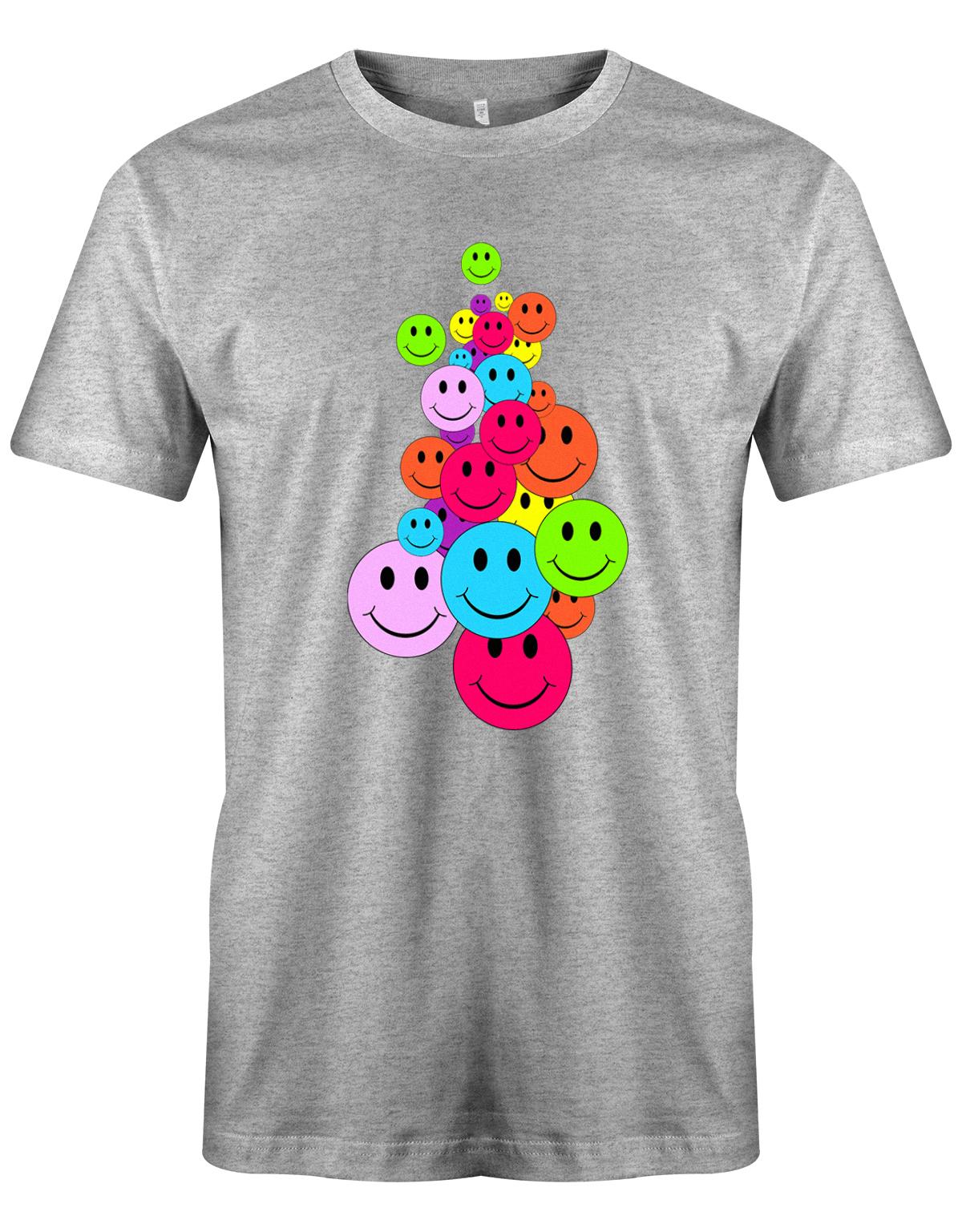 Bunter-Smiley-Haufen-Herren-Shirt-Grau