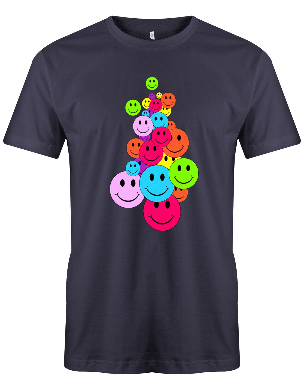 Bunter-Smiley-Haufen-Herren-Shirt-Navy