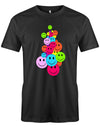 Bunter-Smiley-Haufen-Herren-Shirt-SChwarz