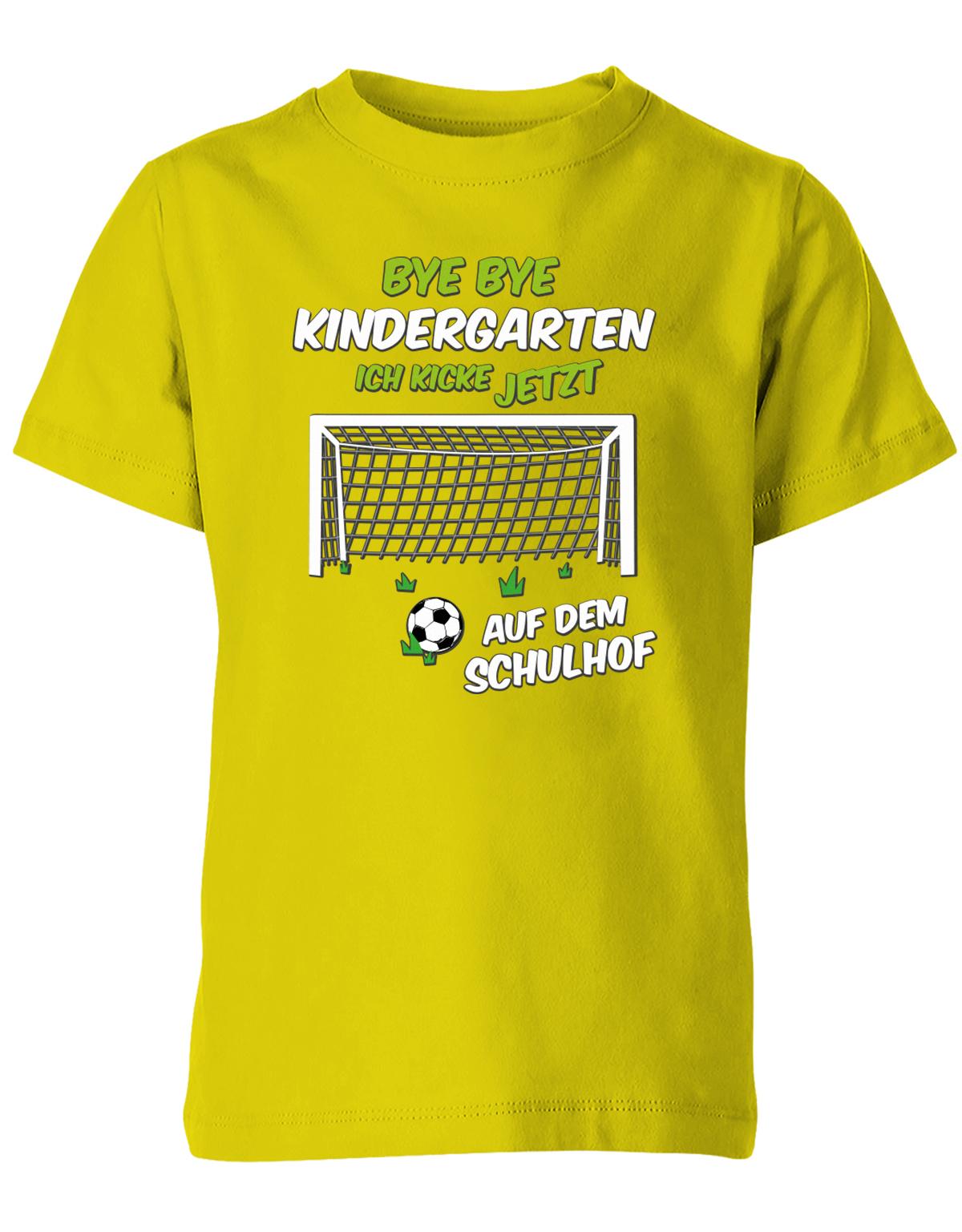 Bye Bye Kindergarten ich kicke jetzt auf dem Schulhof Kita Abgänger 2023 Shirt Gelb