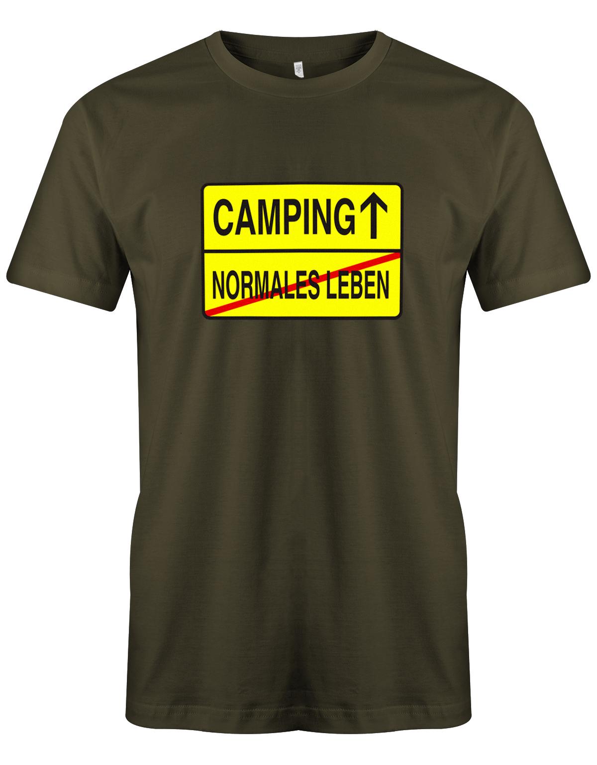 Camping-Normales-leben-Ortschild-herren-Camping-Shirt-Army