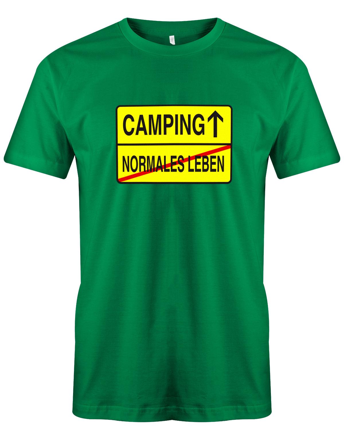 Camping-Normales-leben-Ortschild-herren-Camping-Shirt-Gr-n