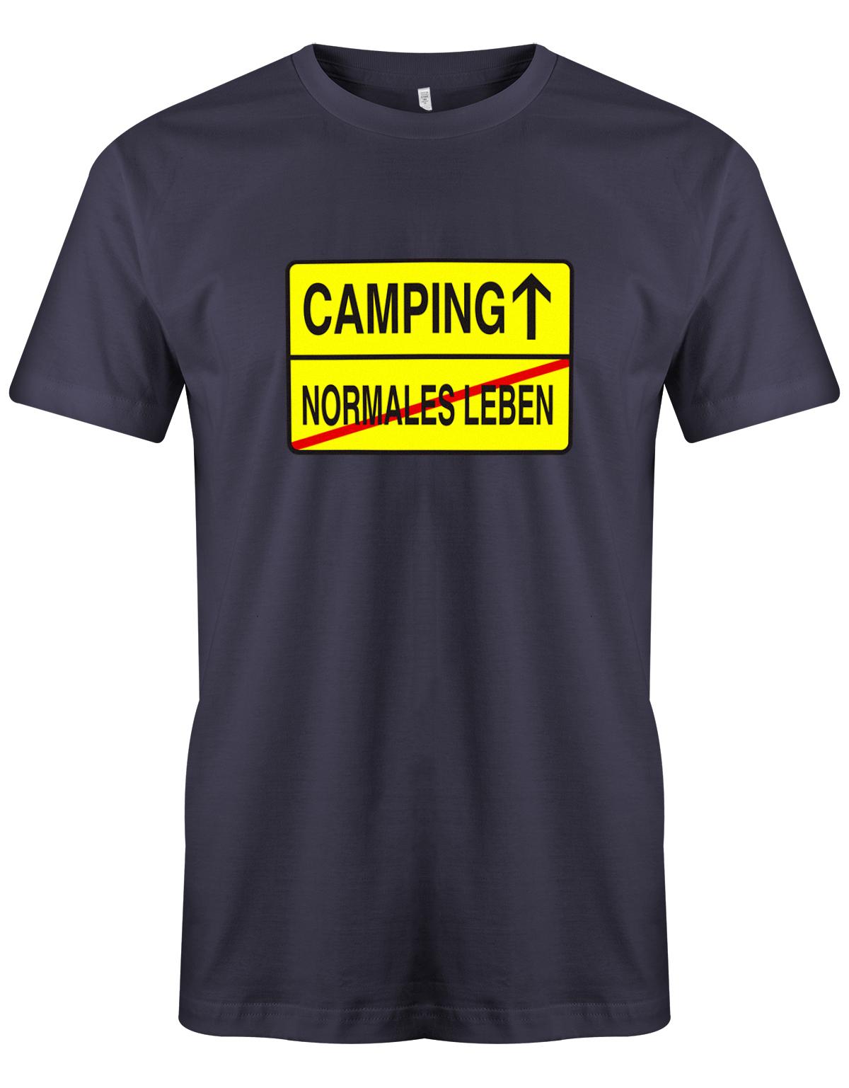 Camping-Normales-leben-Ortschild-herren-Camping-Shirt-Navy