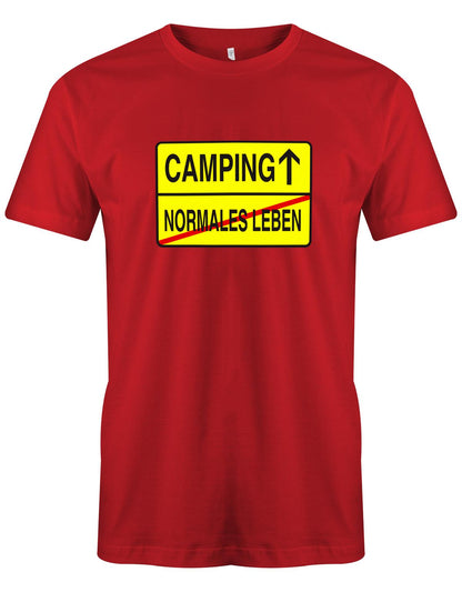 Camping-Normales-leben-Ortschild-herren-Camping-Shirt-Rot