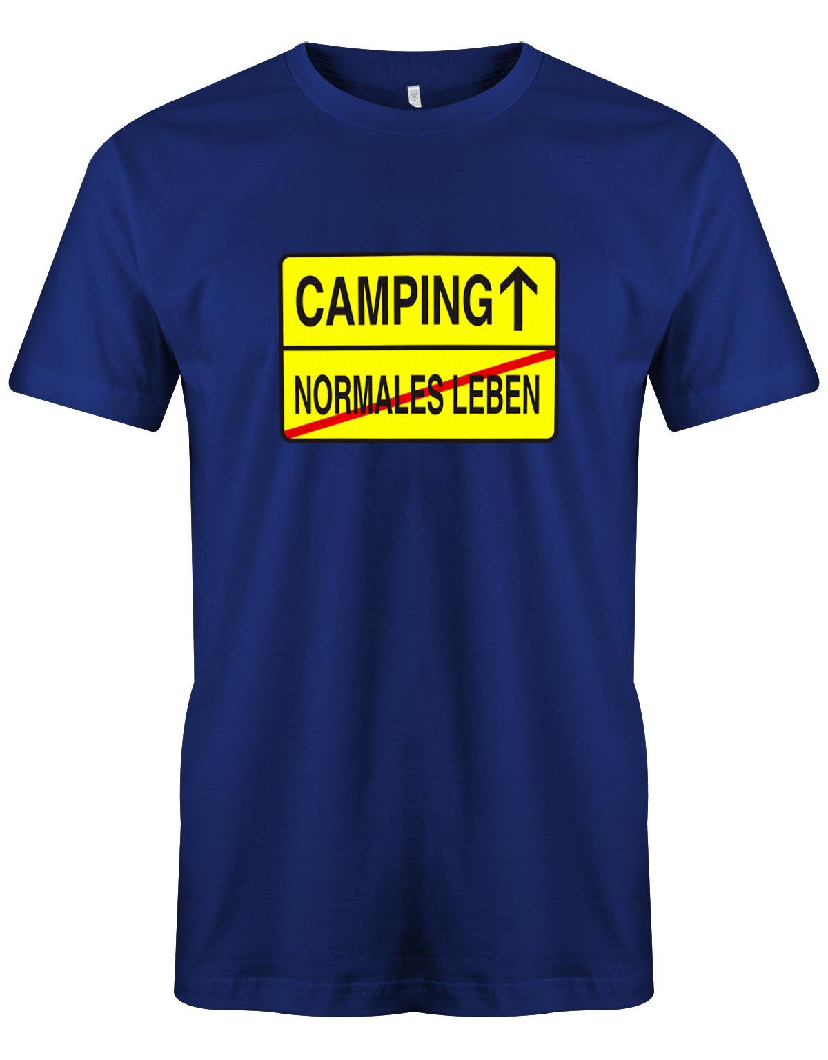 Camping-Normales-leben-Ortschild-herren-Camping-Shirt-Royalblau