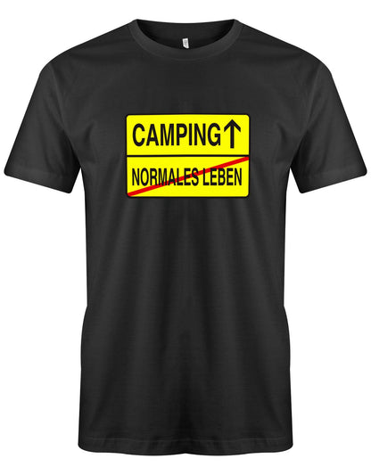 Camping-Normales-leben-Ortschild-herren-Camping-Shirt-SChwarz