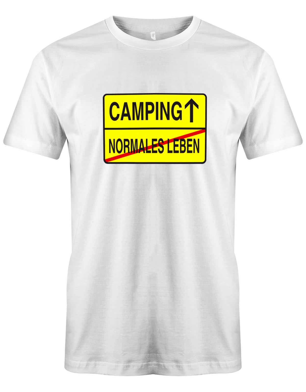 Camping-Normales-leben-Ortschild-herren-Camping-Shirt-Weiss