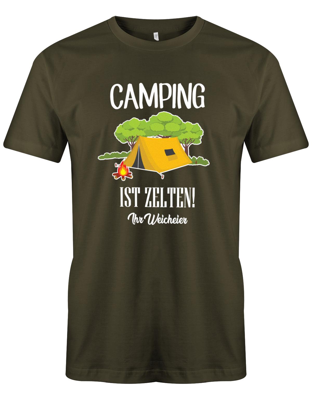 Camping-ist-Zelten-Ihr-Weicheier-Herren-Shirt-Army