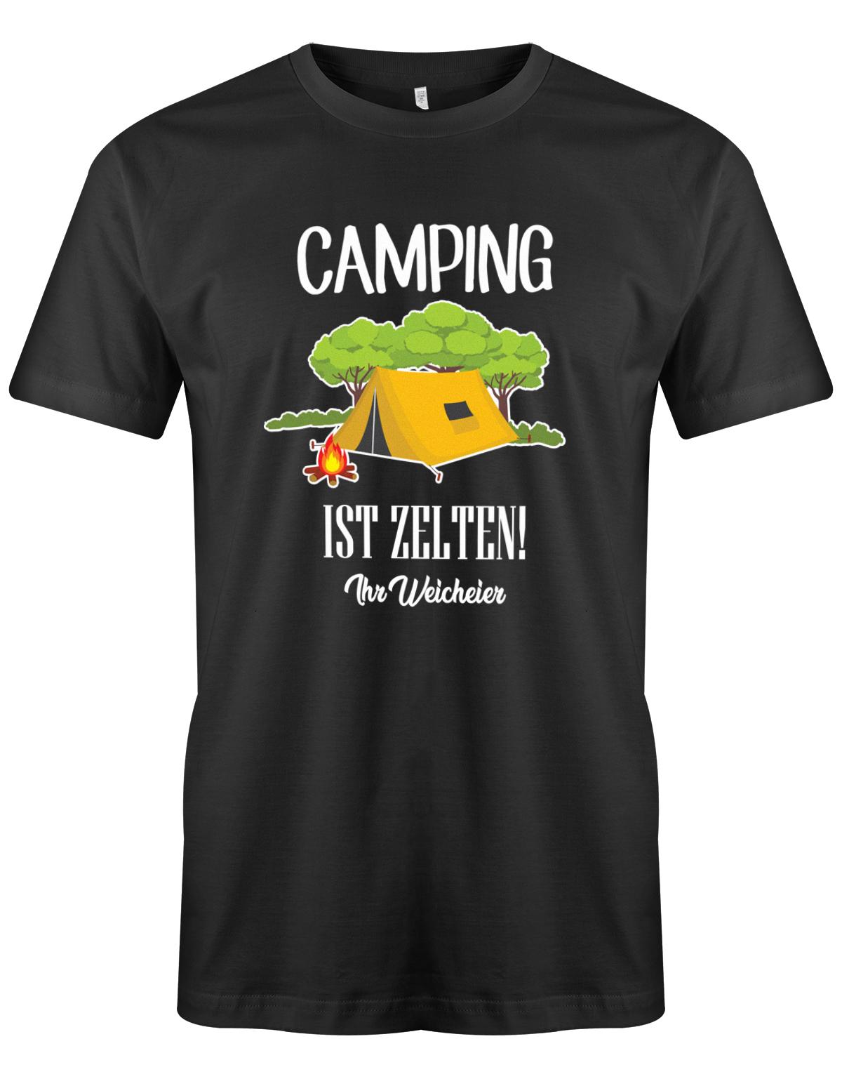 Camping-ist-Zelten-Ihr-Weicheier-Herren-Shirt-Schwarz