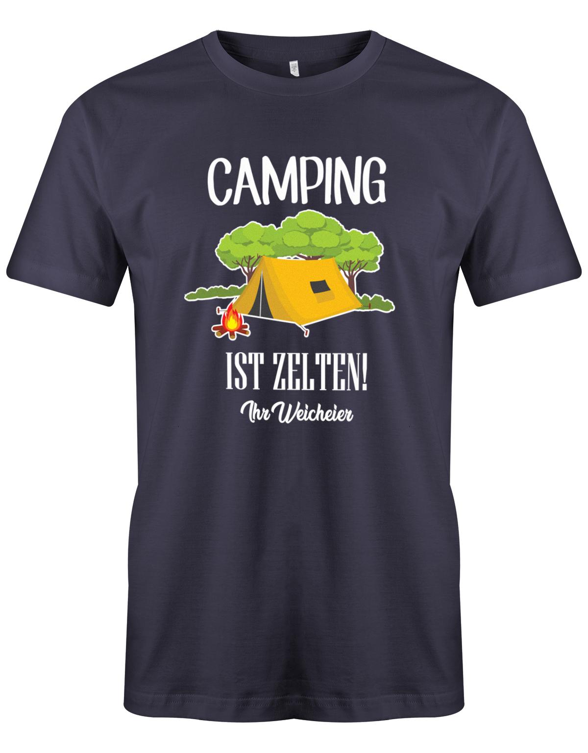 Camping-ist-Zelten-Ihr-Weicheier-Herren-Shirt-navy