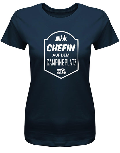 Chefin-auf-dem-Campingplatz-Damen-Shirt-Navy