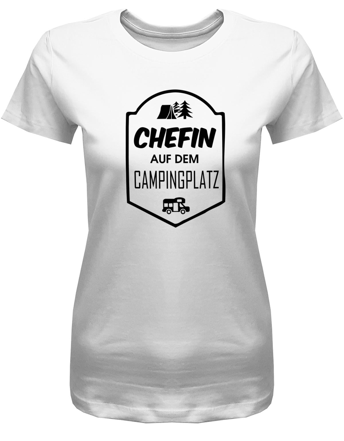Chefin-auf-dem-Campingplatz-Damen-Shirt-Weiss