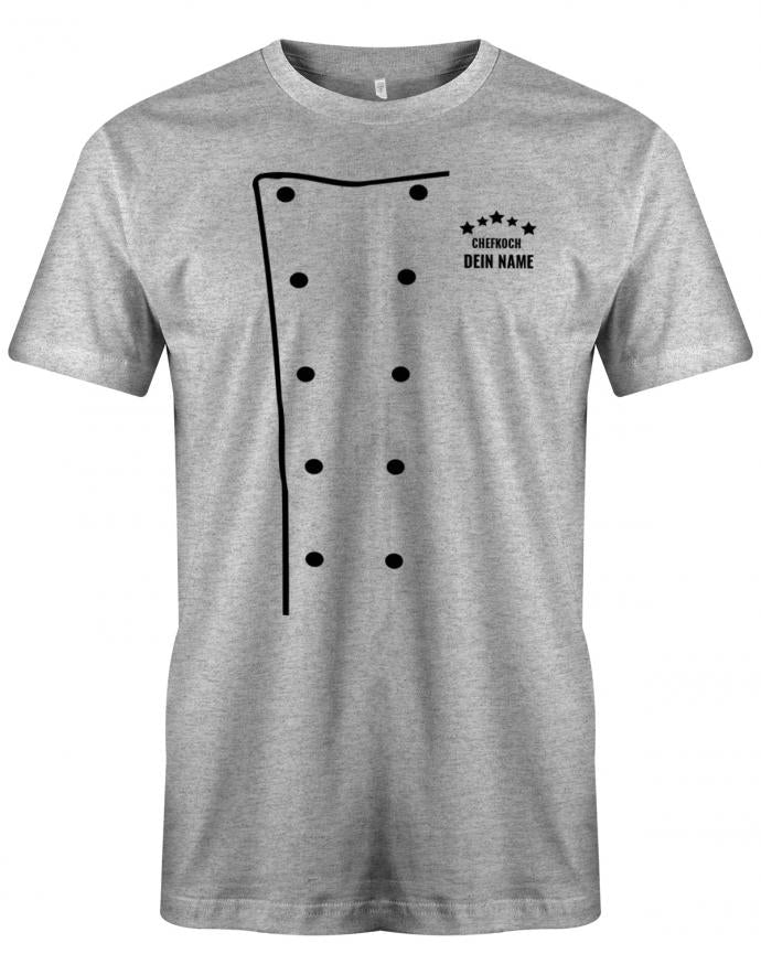 5 Sterne Chefkoch Jacke Design mit Name - grillen - kochen - Herren T-Shirt Grau