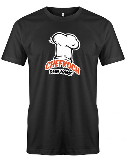 Griller Koch Tshirt - Chefkoch Mütze mit Wunschname personalisiert Schwarz