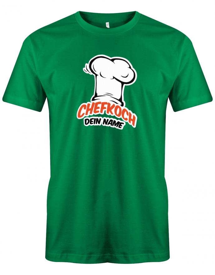 Griller Koch Tshirt - Chefkoch Mütze mit Wunschname personalisiert grün