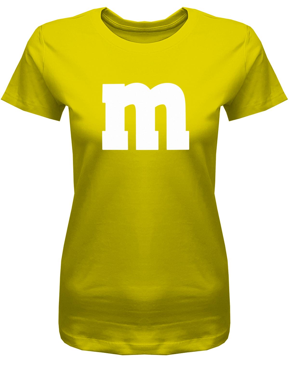 Damen-Shirt-M-Aufdruck-Fasching-Partner-Kost-m-Gelb