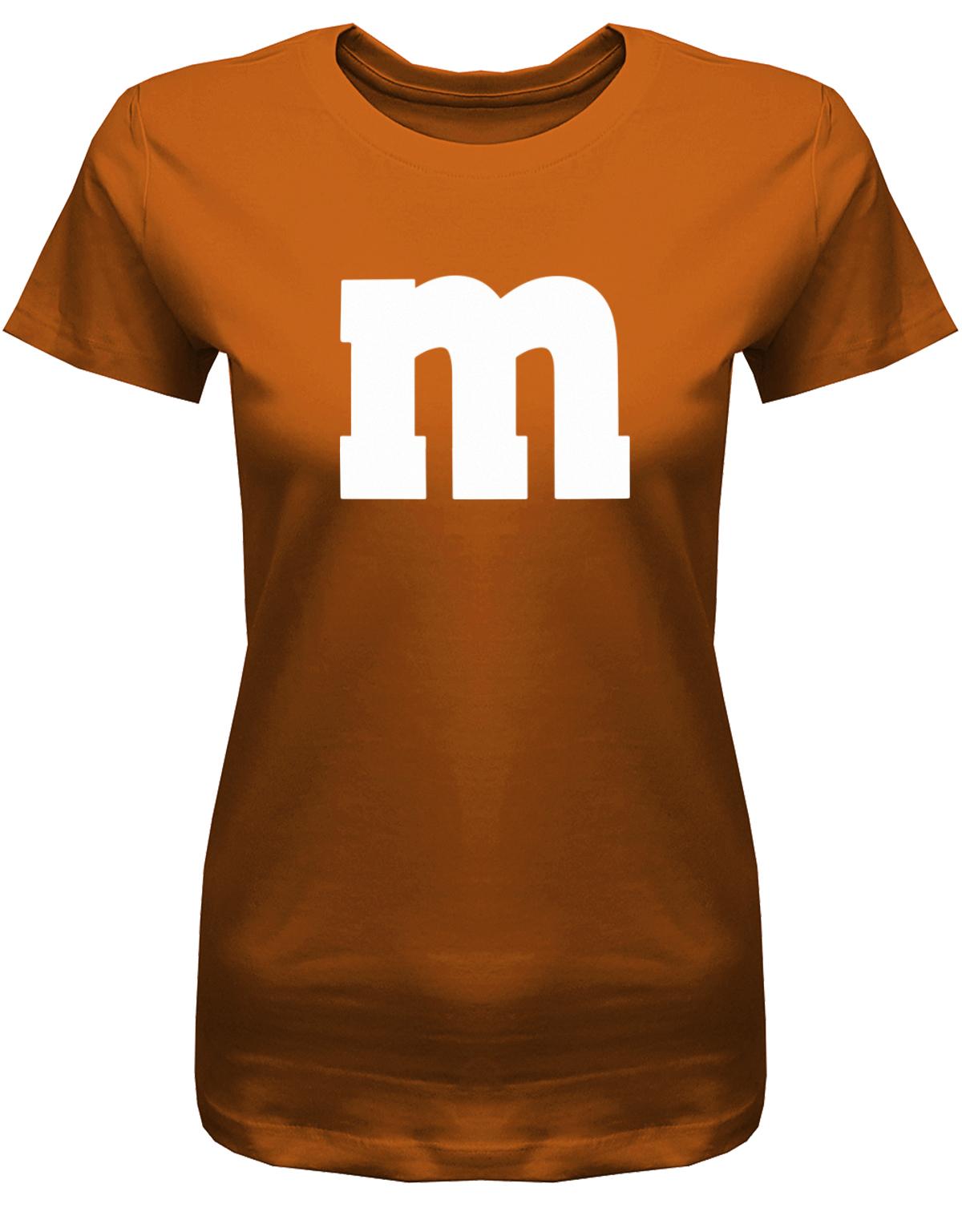 Damen-Shirt-M-Aufdruck-Fasching-Partner-Kost-m-Orange