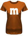 Damen-Shirt-M-Aufdruck-Fasching-Partner-Kost-m-Orange