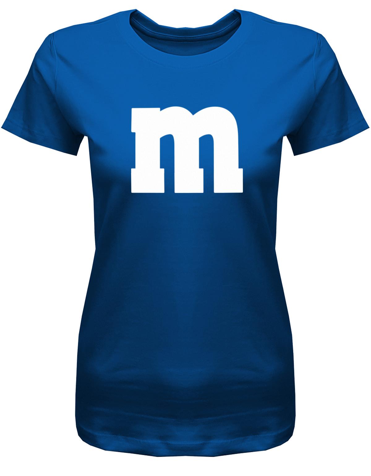 Damen-Shirt-M-Aufdruck-Fasching-Partner-Kost-m-Royalblau