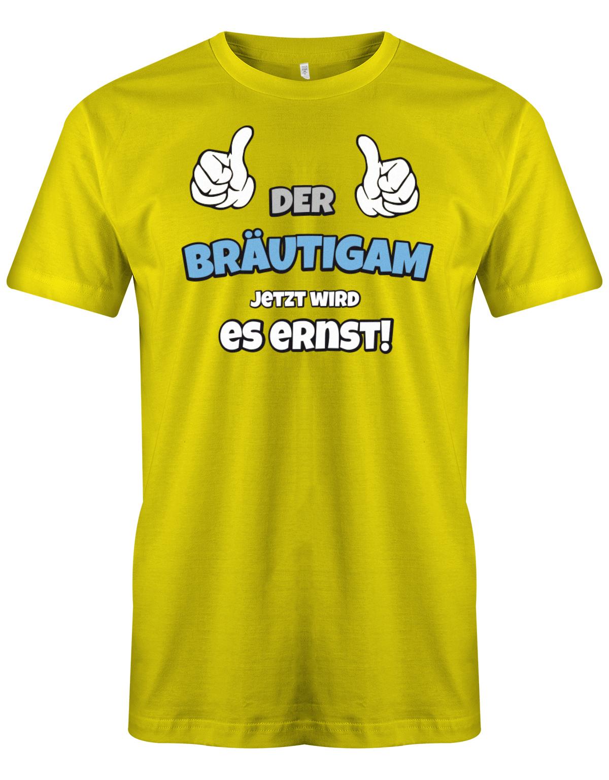 Der-Br-utigam-jetzt-wird-es-ernst-Herren-JGA-Shirt-Gelb