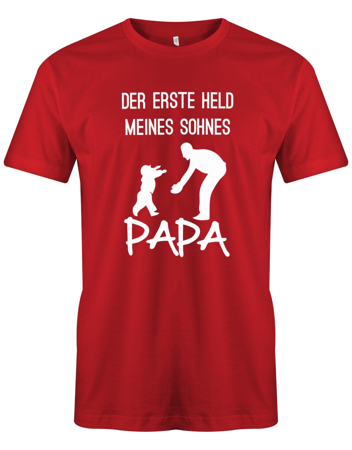 Der-erste-Held-meines-Sohnes-Papa-Herren-papa-Shirt-rot