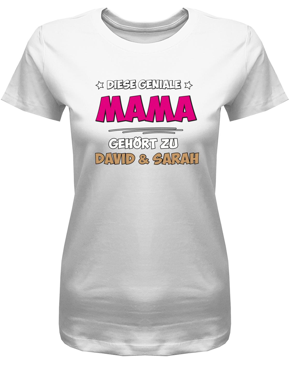 Diese-geniale-Mama-geh-rt-zu-Wunschnamen-Damen-Mama-Shirt-Weiss