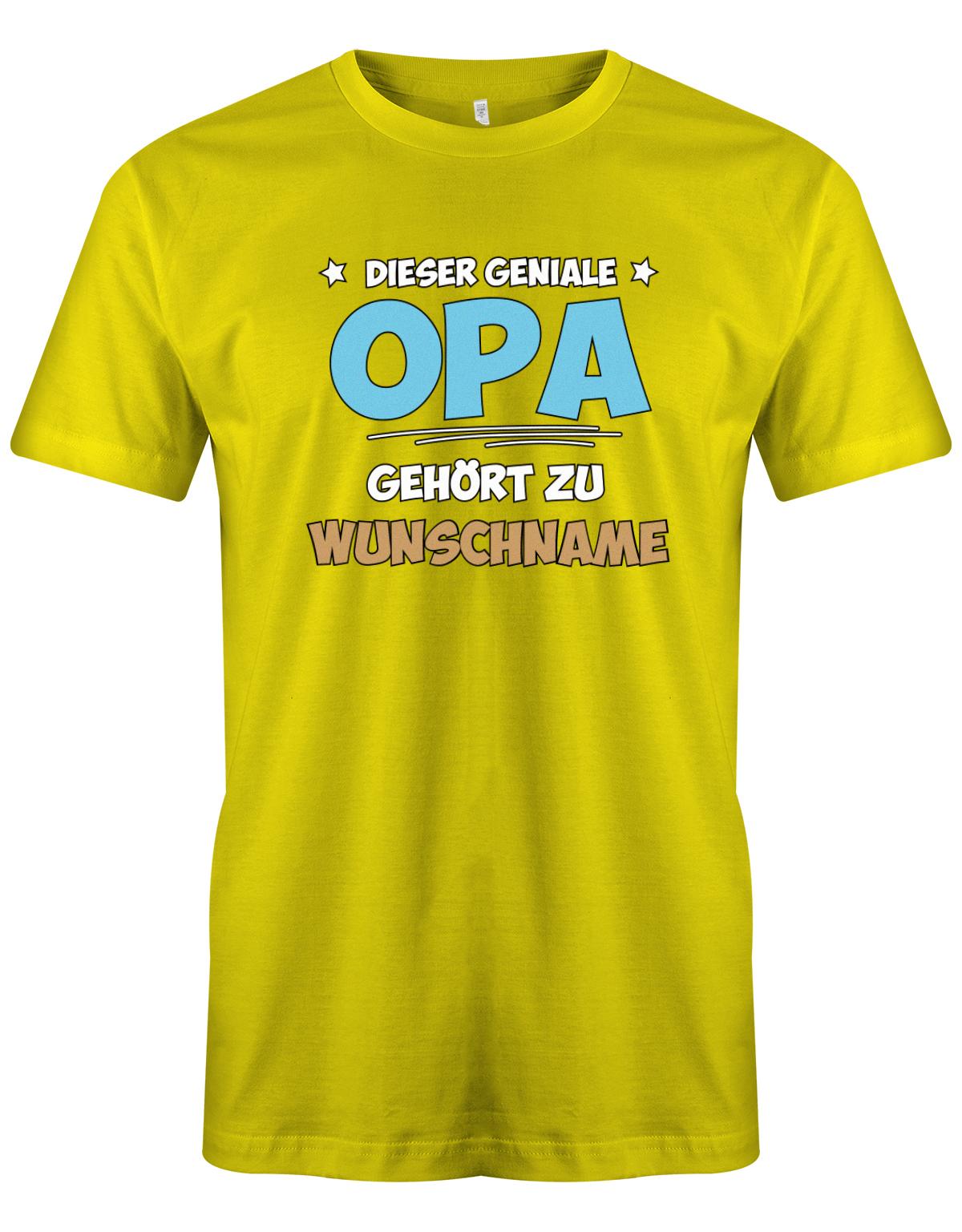 Opa Shirt personalisiert mit Namen der Enkelkinder. Dieser geniale Opa gehört zu Namen der Enkel Gelb