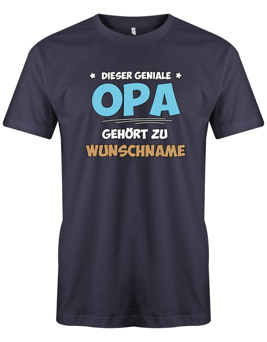 Opa Shirt personalisiert mit Namen der Enkelkinder. Dieser geniale Opa gehört zu Namen der Enkel Navy