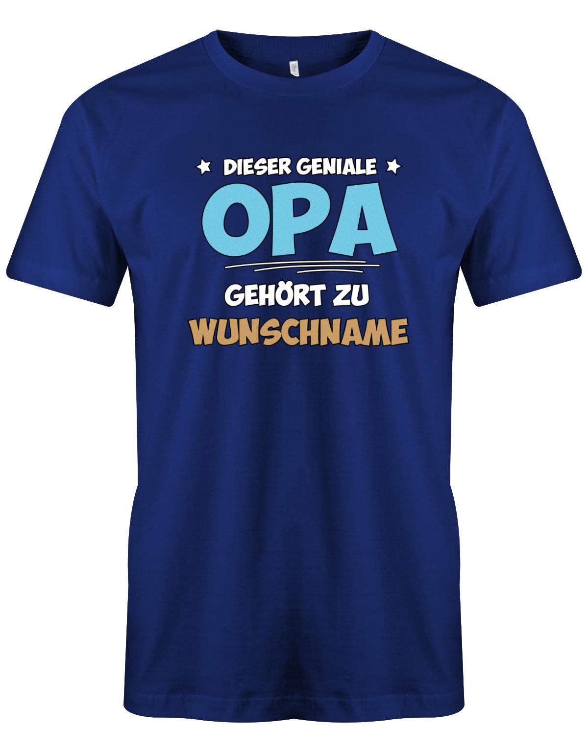 Opa Shirt personalisiert mit Namen der Enkelkinder. Dieser geniale Opa gehört zu Namen der Enkel Royalblau