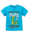 Süßes 1. Vatertagsgeschenk Baby Shirt. Du machst einen tollen Job Papa mit großen und kleinen Dinosaurier. Alles Gute zum 1. Vatertag, personalisiert mit Name. Blau