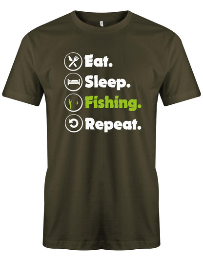 Eat-sleep-fishing-repeat-herren-Shirt-Army