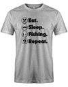 Eat-sleep-fishing-repeat-herren-Shirt-Grau