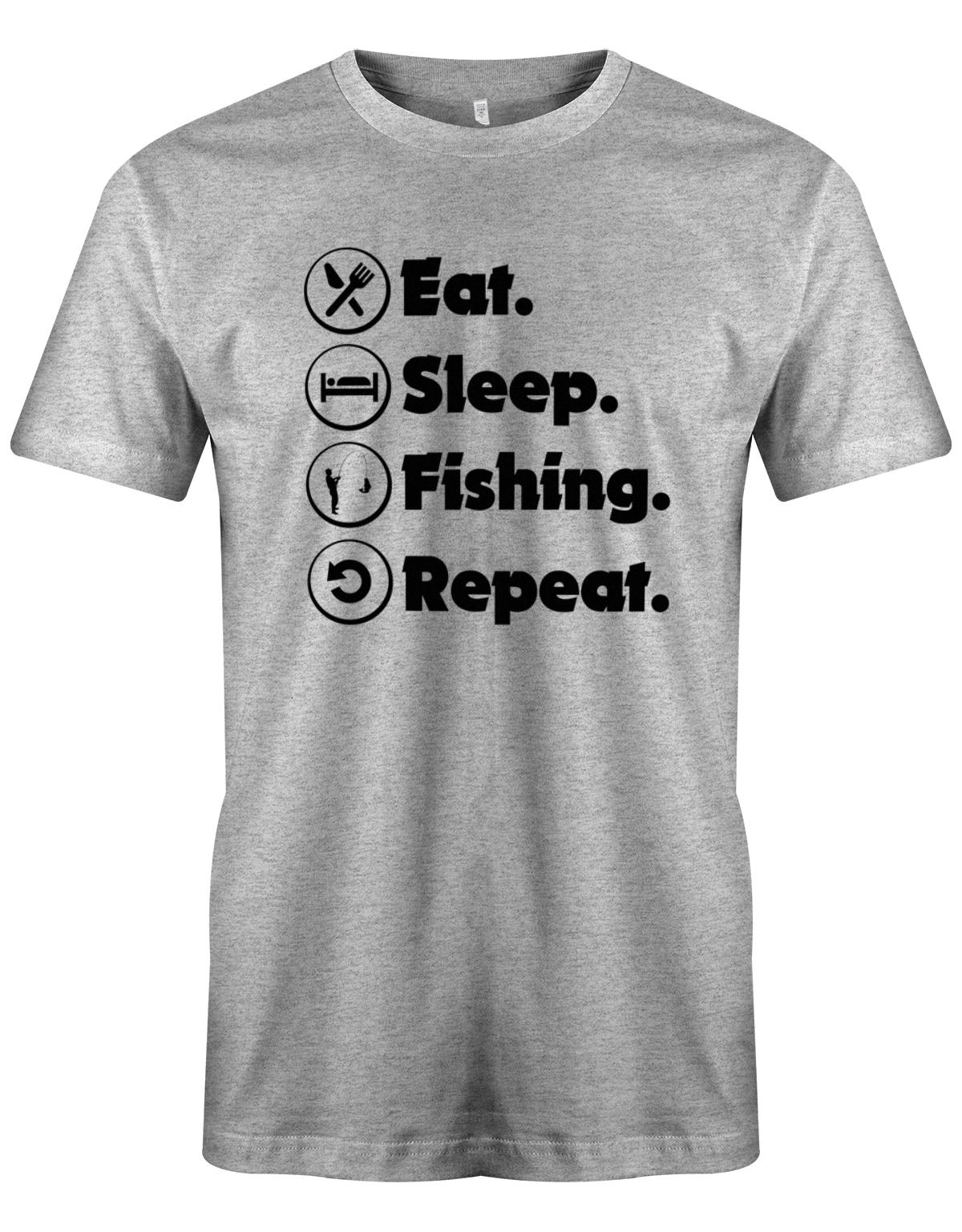 Eat-sleep-fishing-repeat-herren-Shirt-Grau