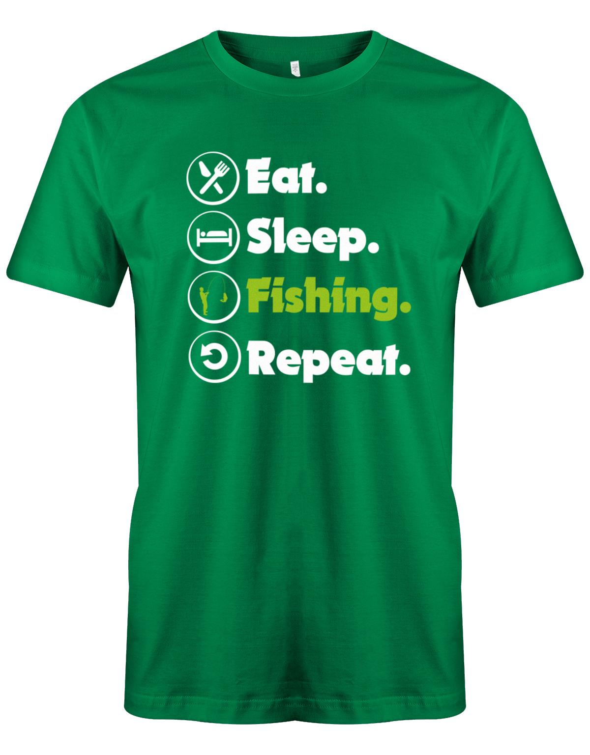 Eat-sleep-fishing-repeat-herren-Shirt-Gruen