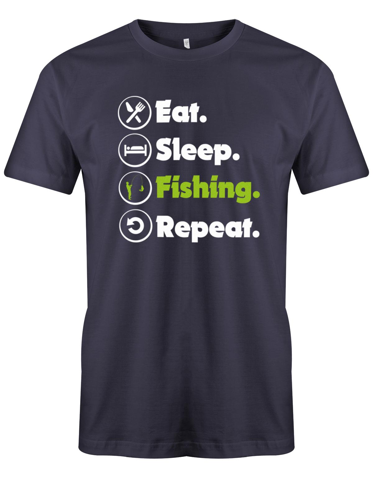 Eat-sleep-fishing-repeat-herren-Shirt-Navy