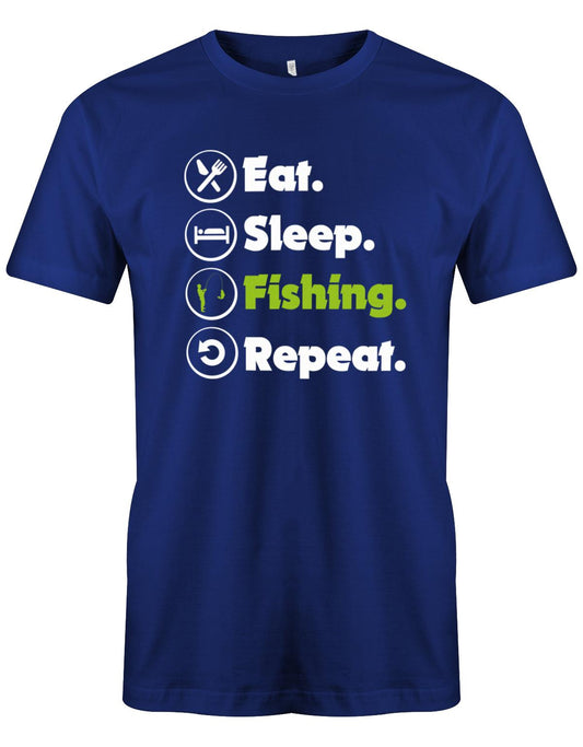 Eat-sleep-fishing-repeat-herren-Shirt-Royalblau