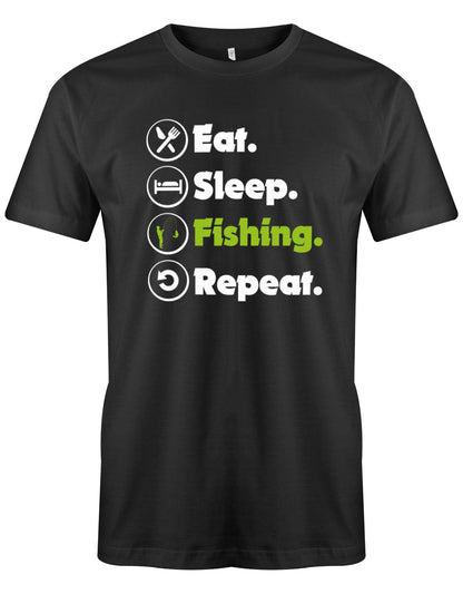 Eat-sleep-fishing-repeat-herren-Shirt-SChwarz