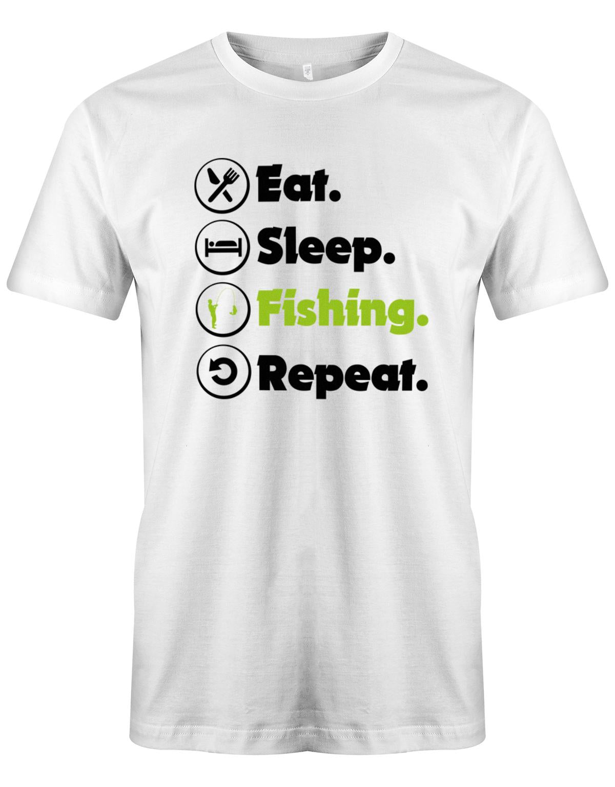 Eat-sleep-fishing-repeat-herren-Shirt-Weiss