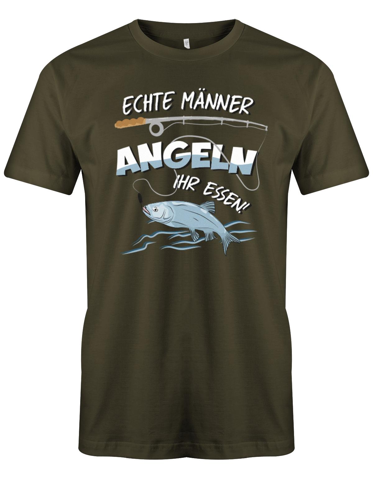 Echte-M-nner-angeln-ihr-essen-Herren-Shirt-Army