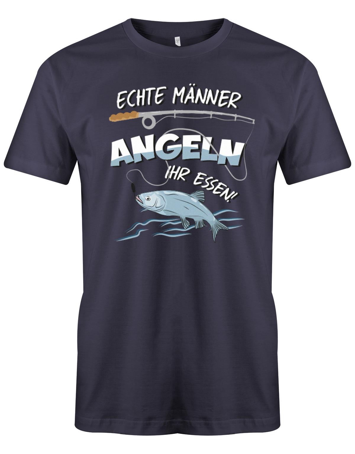 Echte-M-nner-angeln-ihr-essen-Herren-Shirt-Navy