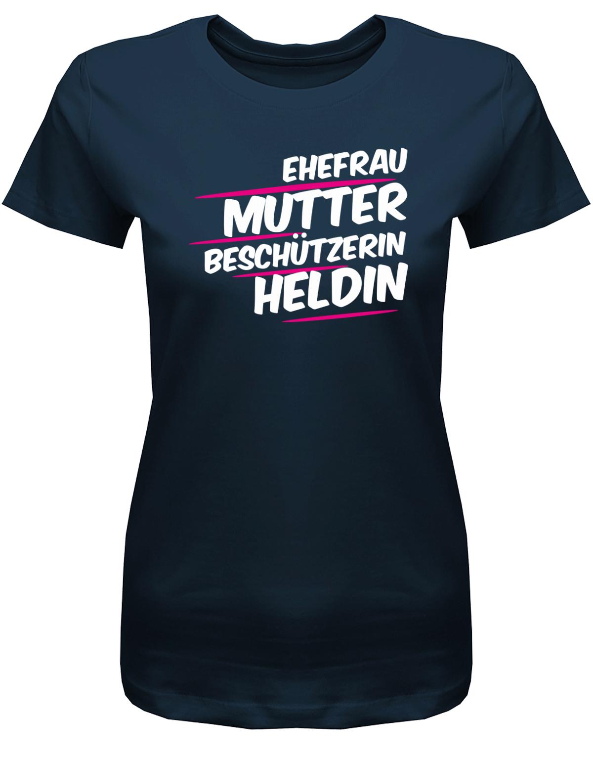 Ehefrau-Mutter-besch-tzerin-Heldin-Damen-Shirt-Navy