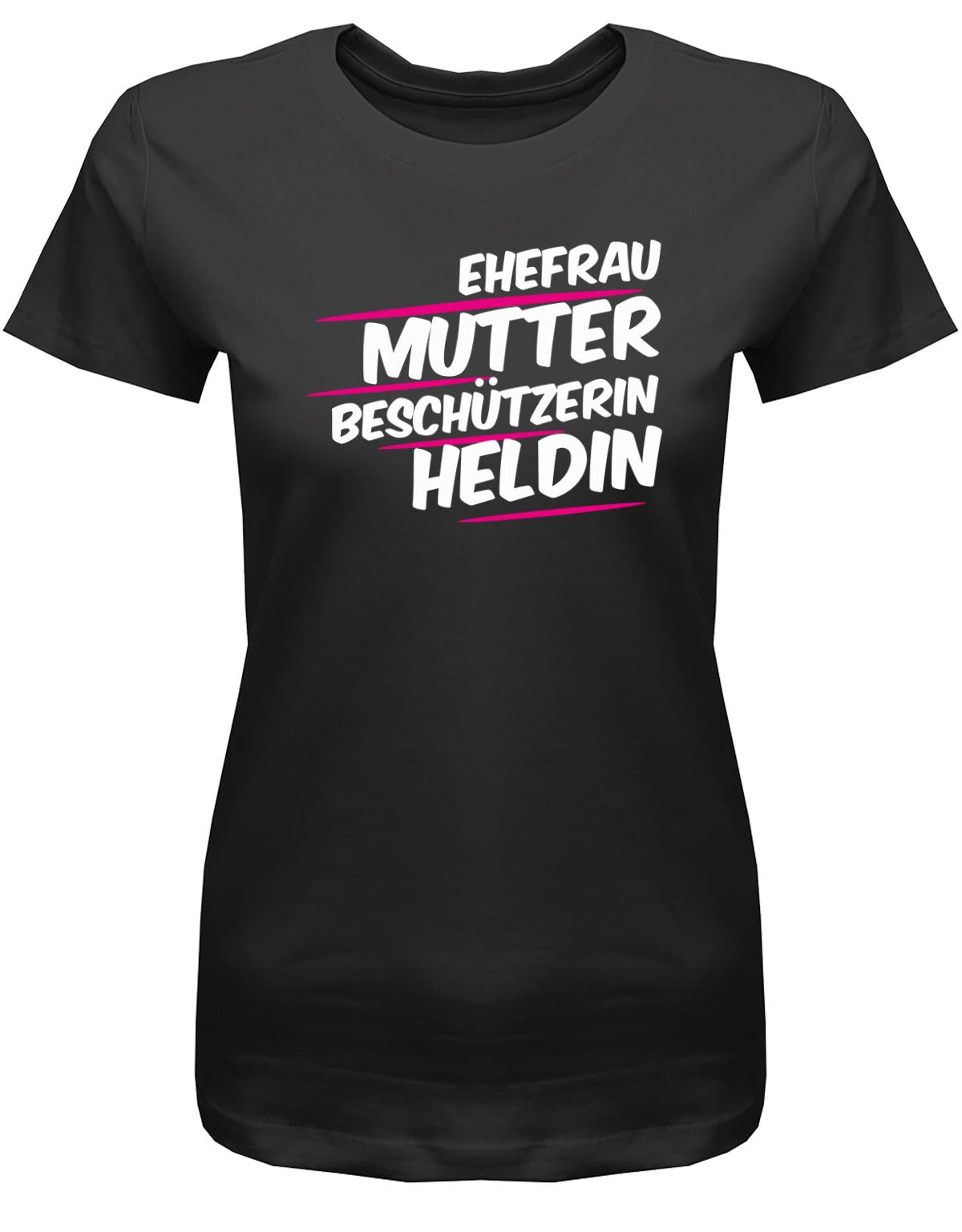 Ehefrau-Mutter-besch-tzerin-Heldin-Damen-Shirt-Schwarz