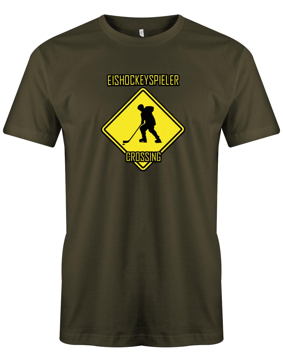Eishockeyspieler-Crossing-Eishockey-Shirt-Herren-Army
