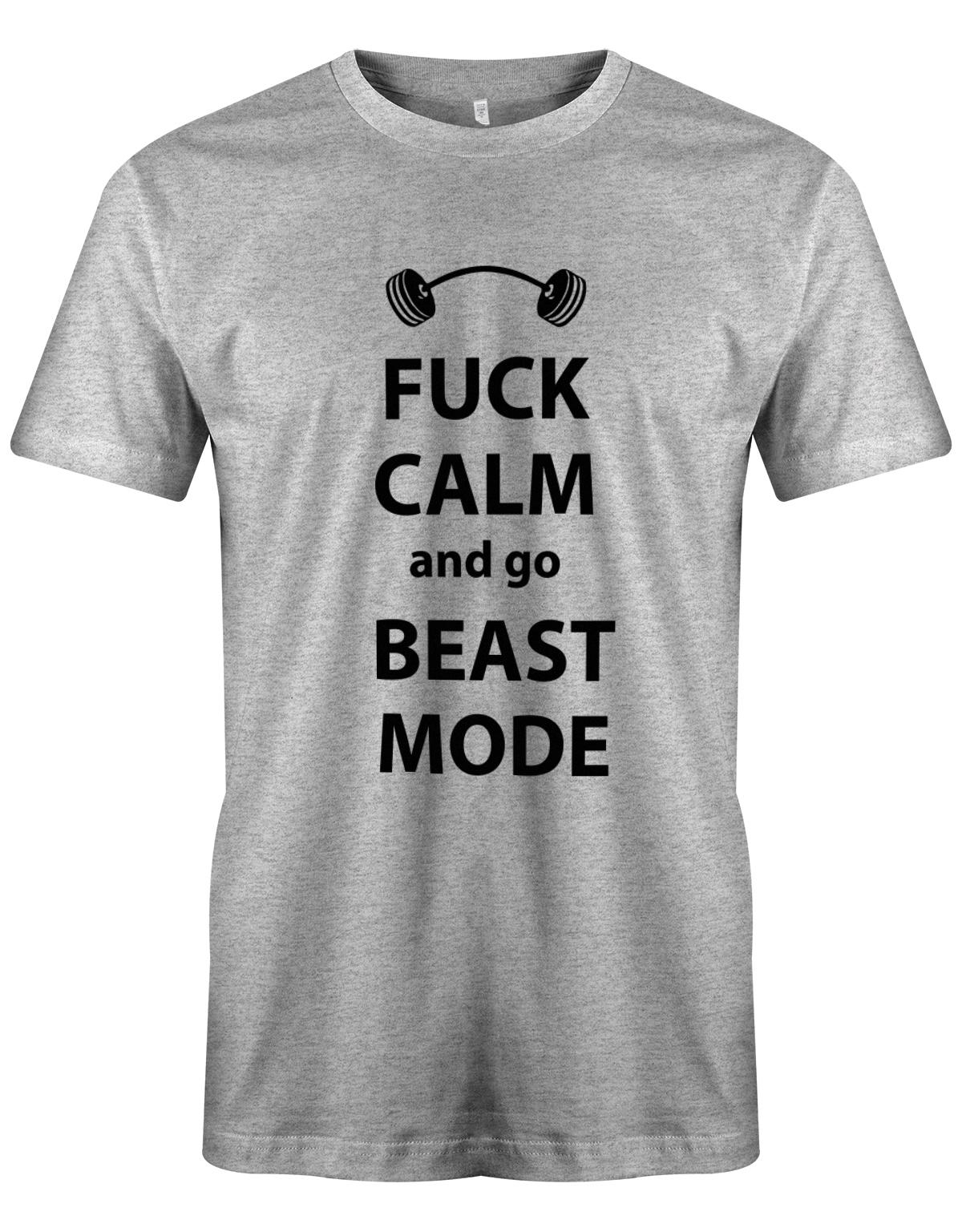Fuck-Calm-and-Go-beast-Mode-Bodybuilder-Shirt-Grau