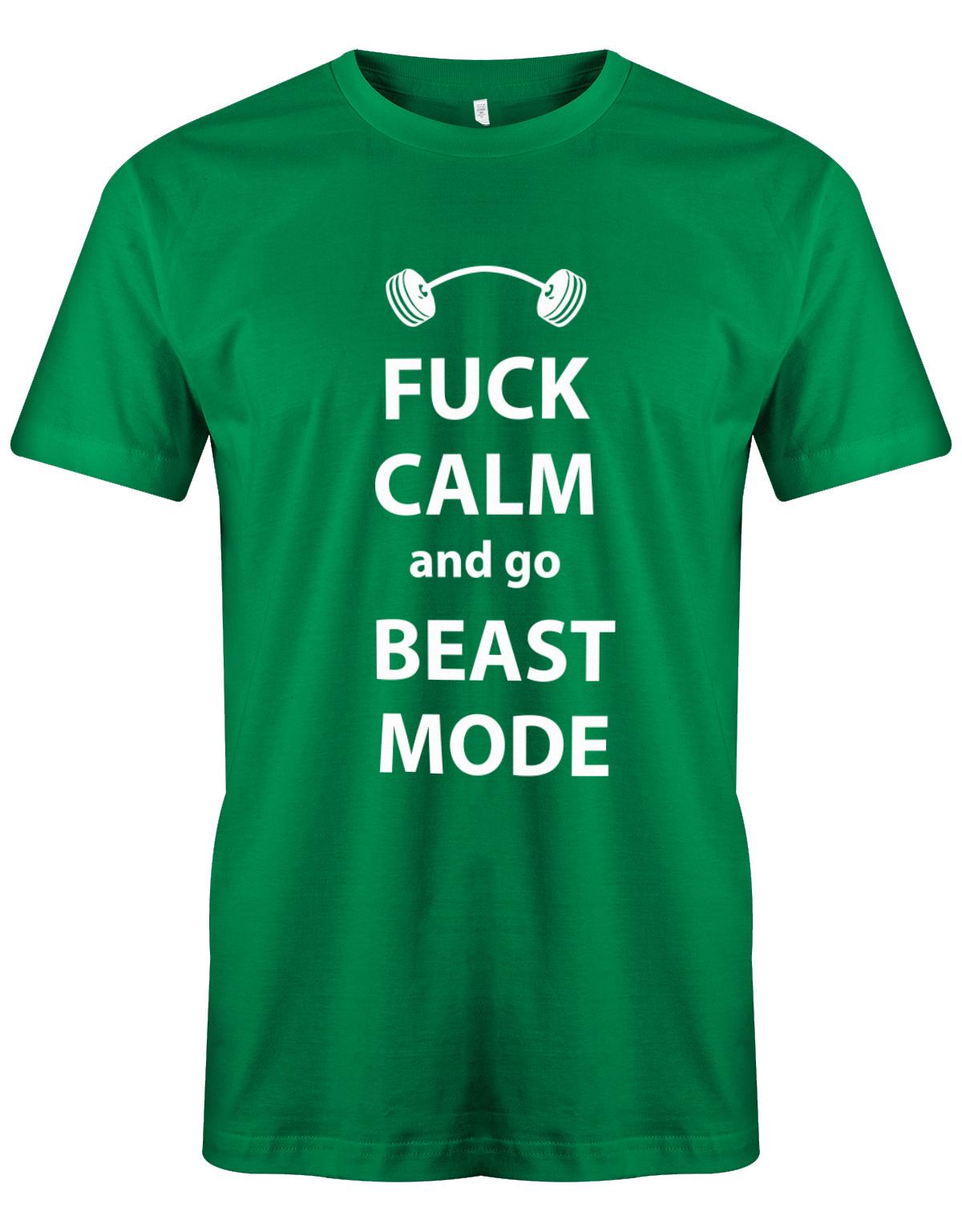 Fuck-Calm-and-Go-beast-Mode-Bodybuilder-Shirt-Gruen