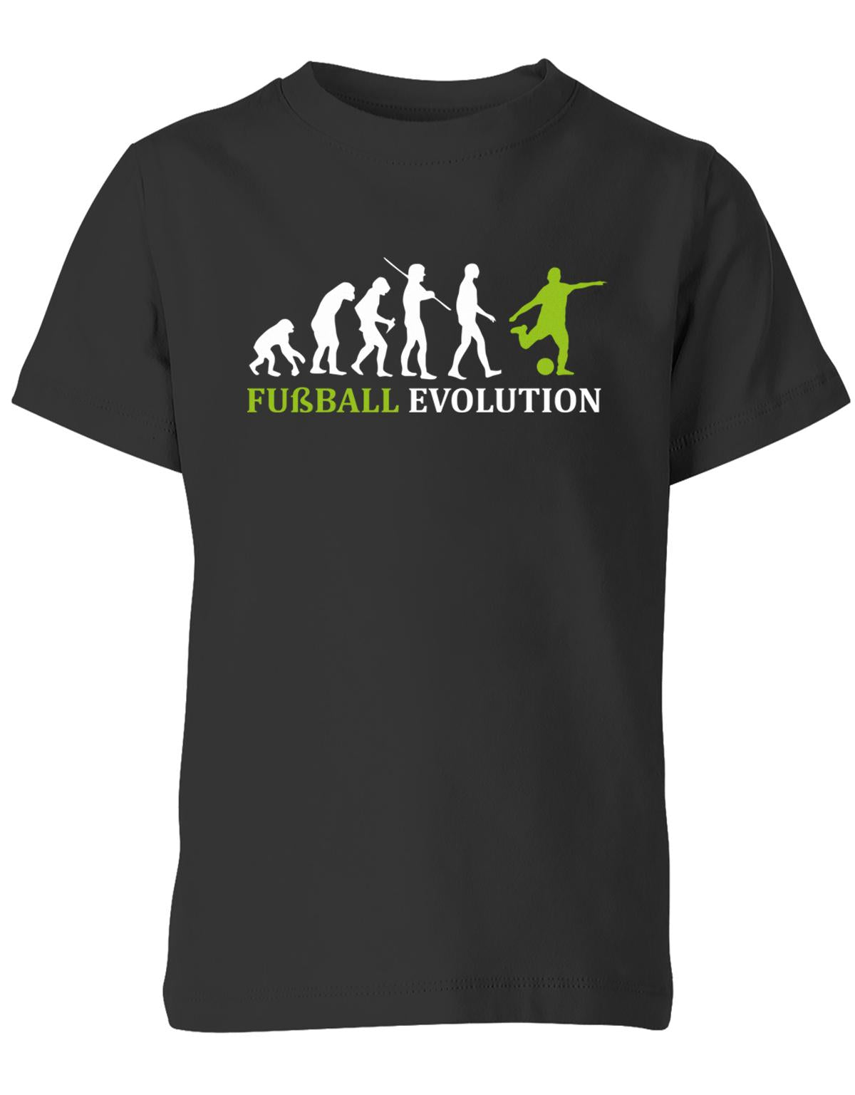 Fussball-Evolution-Kinder-Shirt-Schwarz-Gr-n