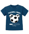 Lustiges Sprüche Baby Shirt Fußball Profi Loading mit 3 Fußbällen und Ladebalken.  Navy