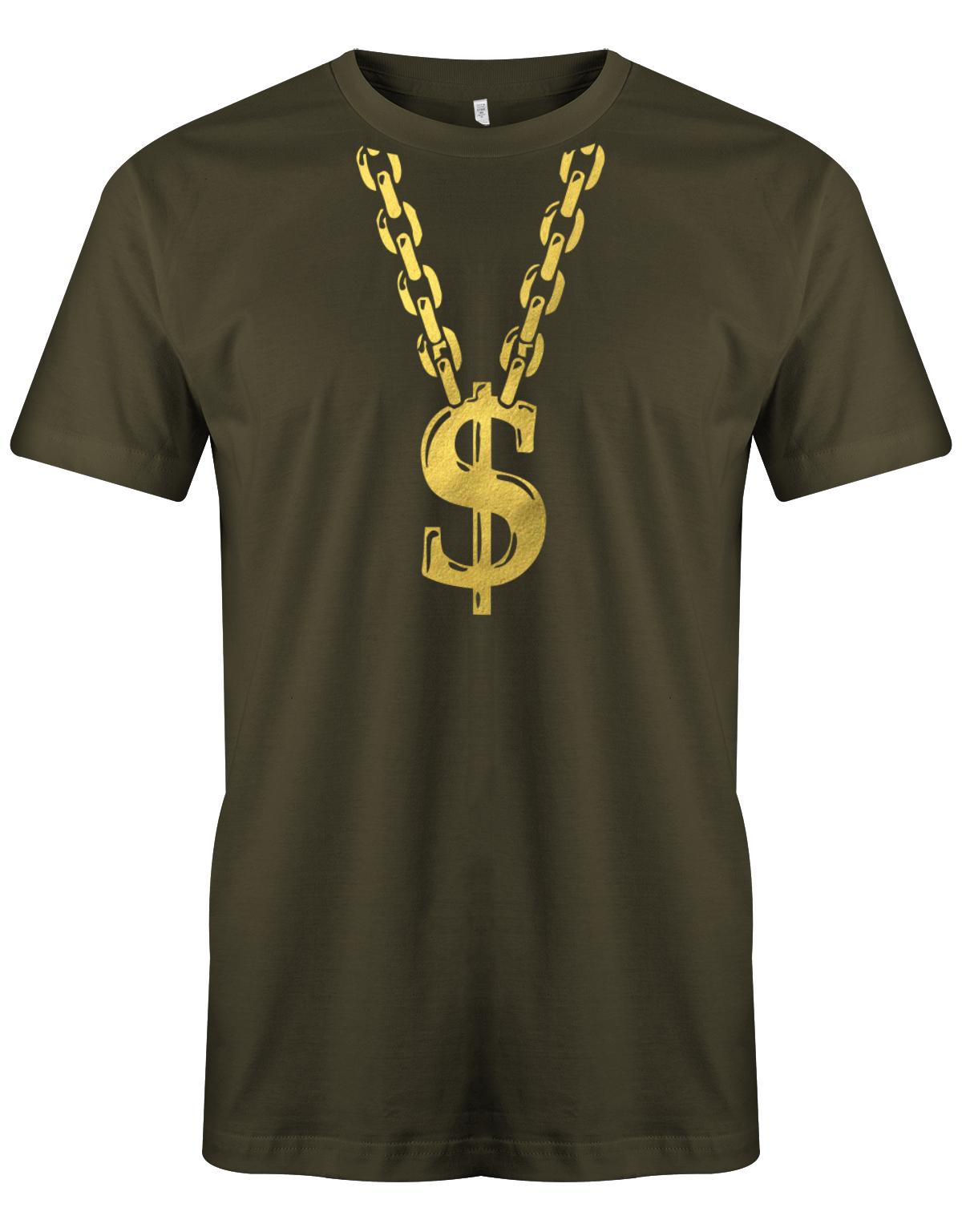 Gangster-Rapper-Goldkette-Herren-Faschin-Verkleidung-Shirt-Army